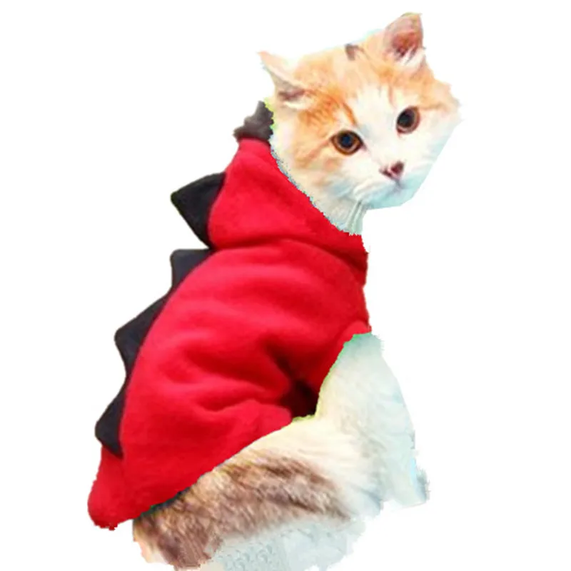 red Зимний теплый костюм для собаки, костюм на Рождество, Хэллоуин, костюм дракона для кошки, забавная Одежда для питомцев Санта Клауса, пальто с капюшоном - Цвет: red