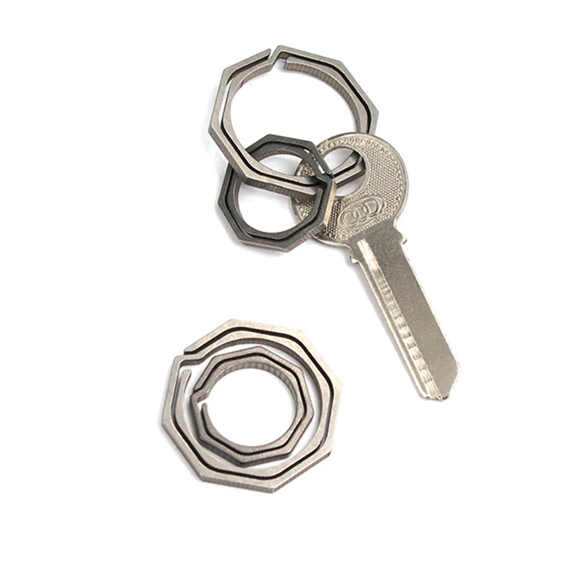 Business Key Holder Metal Gossip KeyRing Outdoor Titanium Alloy CNC Machining Octagonal Keychain Quick-hang | Багаж и сумки