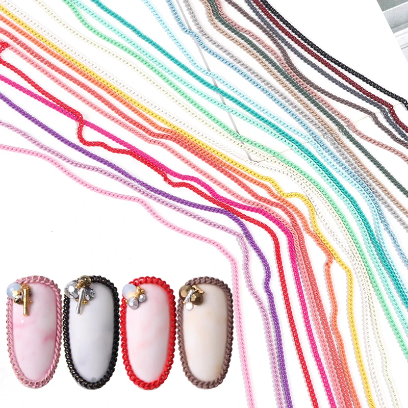 Смешанные 6 цветов металлические цепочки для украшения ногтей в стиле рок-Панк 3D ювелирные изделия золотые, серебряные, полые ожерелья для маникюра TR760