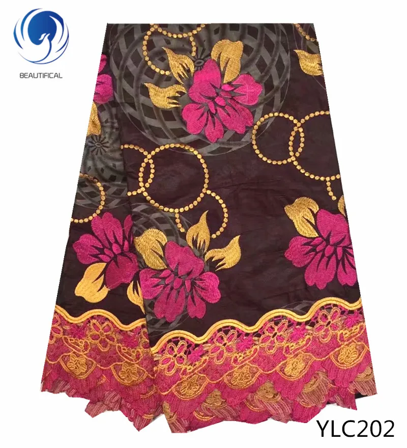 

BEAUTIFICAL African lace fabric Latest embroidery patterns cotton wax mix guipure lace for dress nigerian wax lace YLC200-YLC207