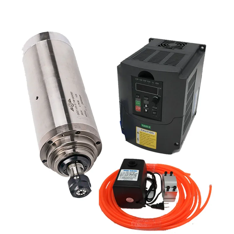 Двигатель шпинделя ER20 + 5.5kw Инвертор VFD 75W 380v 4.5Kw 4500W 100mm 24000rpm наборы водяных насосов