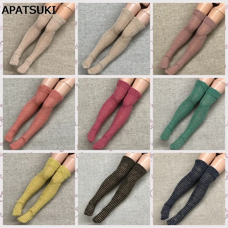 5pairs/lot Pure Color Doll Stocking For Blythe Doll Elastic Thigh High Long Sock 