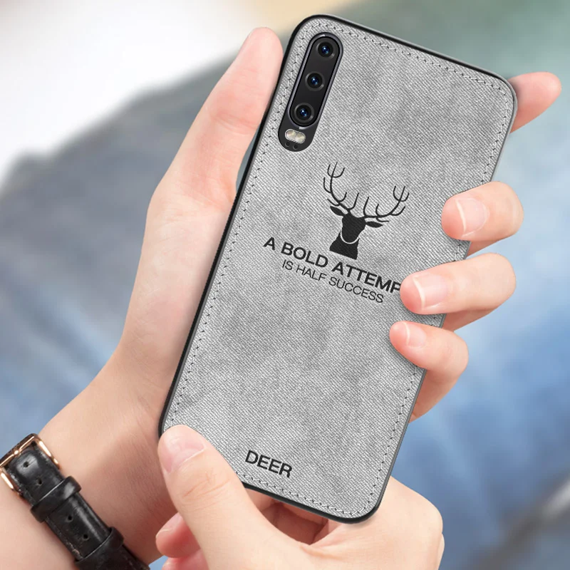 Чехол для Huawei P30 Pro жесткий тканевый чехол накладка с эффектом потертости мягкая