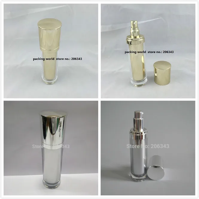 

120ml shiny mirror silver/gold acrylic press pump bottlle for lotion/emulsion/foundation/serum/mist sprayer cosmetic packing