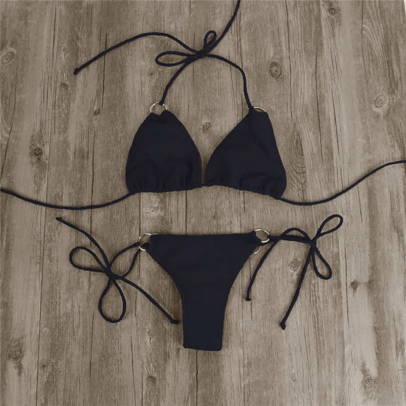 Solid Swimwear Lingerie Femme Padded Push-up Bra Set Swimsuit Low Waist Bathing Suit Swimwear Bralette Encaje Mujer 40MAY2006
