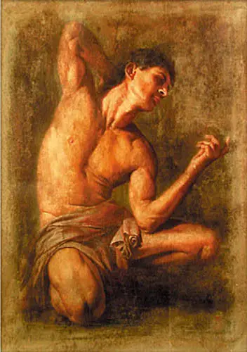 Huge Oil painting nude strong young man no framed canvas handpainted | Дом и сад