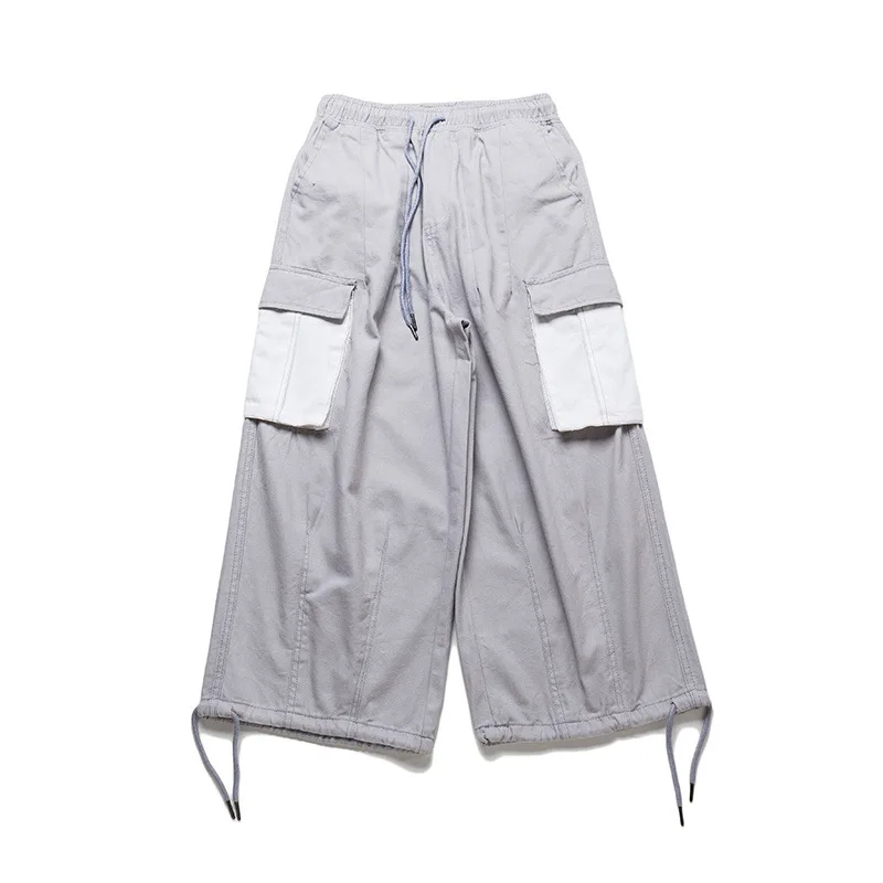 Мужские укороченные мешковатые брюки-карго Харадзюку, свободные хлопковые шаровары, штаны для бега с эластичными манжетами
