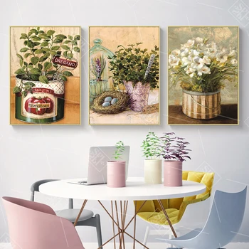 

Vintage Flower Canvas Painting European Pastoral Home Decoration Wall Art Picture Nordic Minimalist Watercolor Poster and Prints