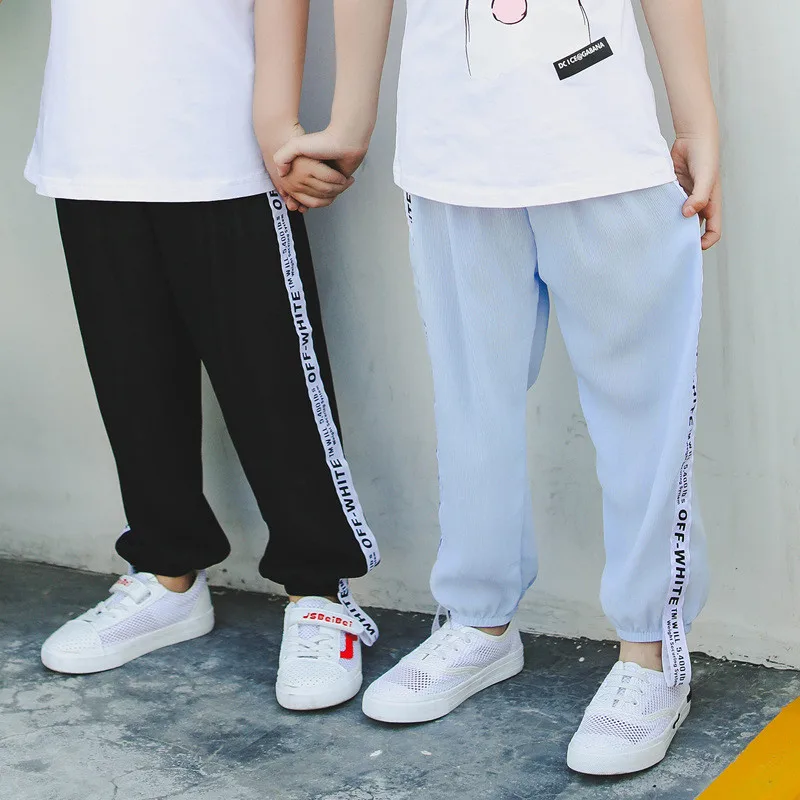 

New Summer Children Casual Pants For Boys Beach Wear Anti-mosquito Trousers Girl Loose Chiffon Long Pants For Girls Bloomers