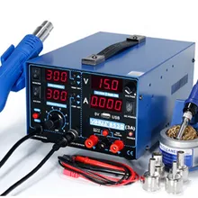 YH-853D 3A USB 3 в 1 горячий воздух припой паяльная станция Тепловая пушка+ паяльник+ В 15 в 1 A Регулируемая мощность