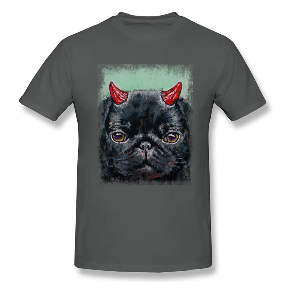 DEVIL PUG Crazy Tshirts for Adult Pure Cotton Thanksgiving Day Tops Tees Print Tshirts Short Sleeve 2018 New Round Neck DEVIL PUG carbon