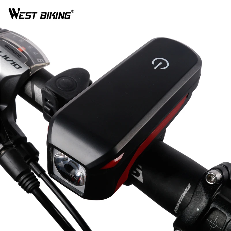

WEST BIKING USB Charge Bike Light Bycicle LED Lamp Electric Horn Cycling Headlight Handlebar Flashlight Bicicleta Bicycle Lights