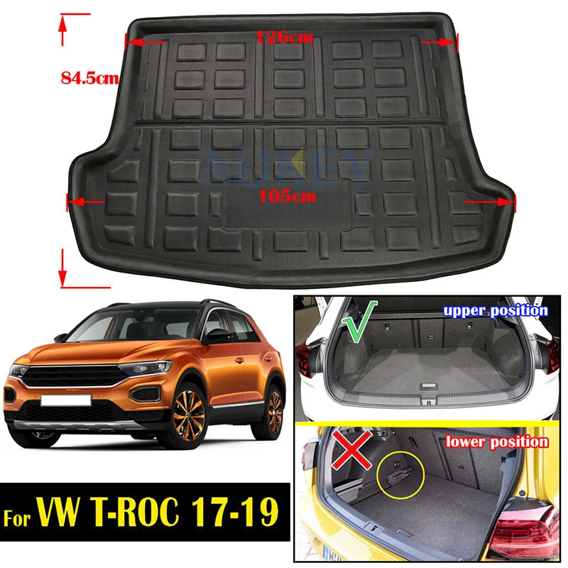 XUKEY для VW Jetta Golf GTI 5 6 7 MK7 R R32 Rabbit Tiguan MK1 Touran T-roc TROC багажника коврик лоток - Название цвета: T-roc 17-19