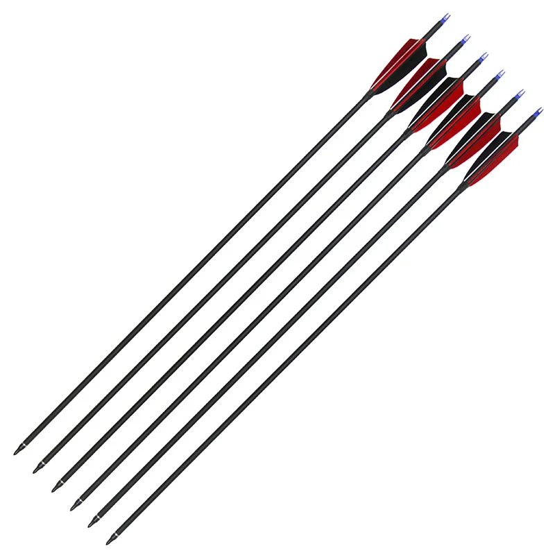 

12 PCS 80CM Turkey True Feather Mixed Carbon Arrow Archery Equipment Traditional Compound Bow Change Head and Insert Tail Arrow