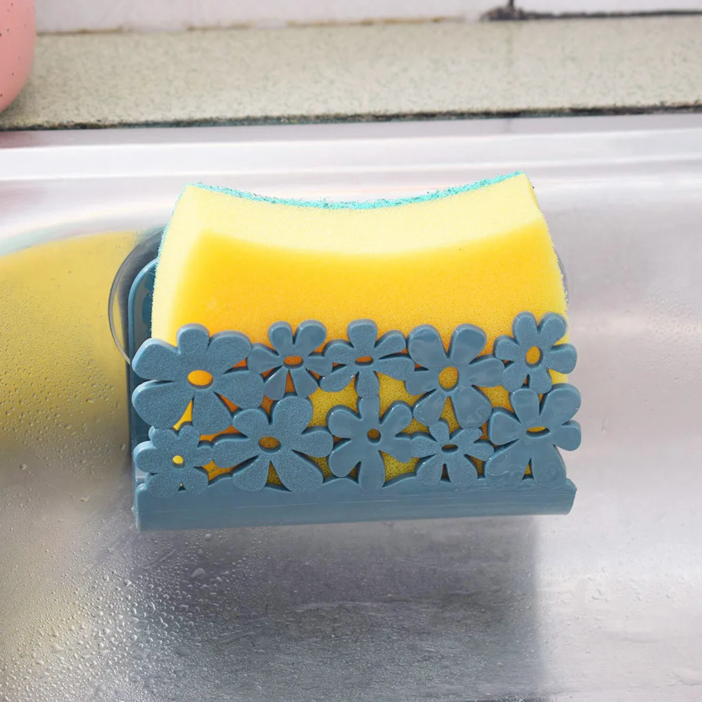 

Ultra-utility kitchen sink suction cup rack drain basket dark blue dishwashing rack suction sponge clip rag storage rack