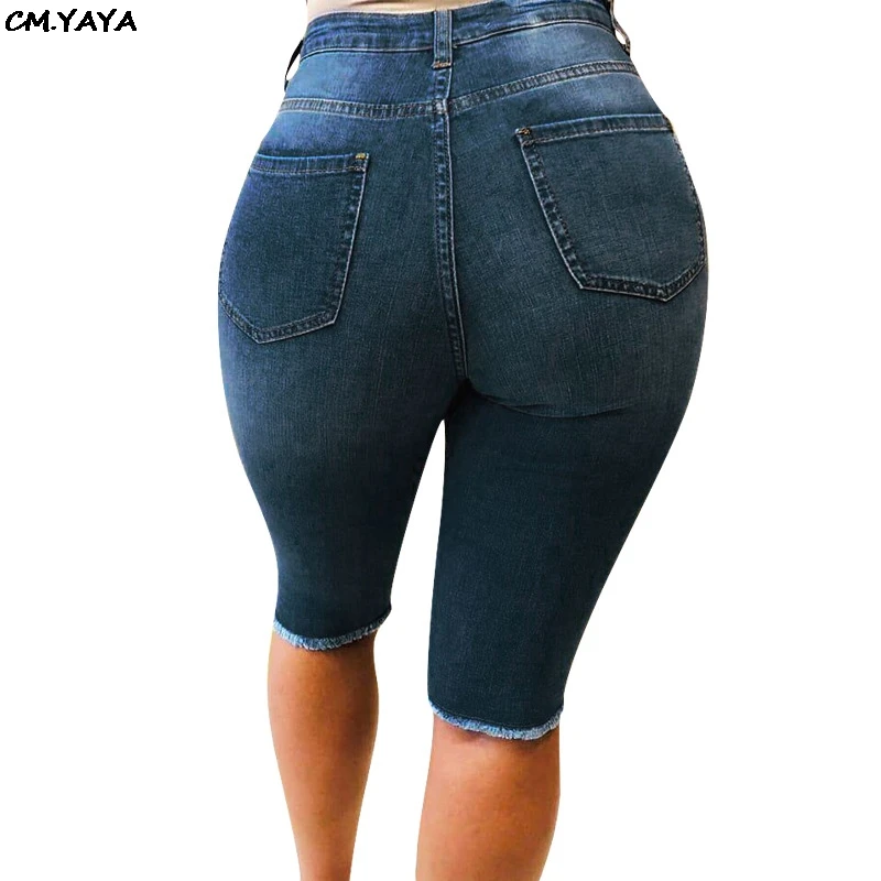 Новая женская летняя винтажная длиной выше колена с дырками, модные джинсы, Классические повседневные брюки, брюки GLMZ8208