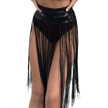 Модная женская плотная мини-юбка блестящая юбка с блестками Клубные вечерние короткие юбки с кисточками