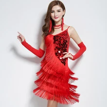 Сексуальное латинское танцевальное платье сверкающие блестки кисточки бальные костюмы на Хэллоуин халат де данс латин