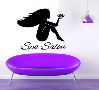 

Wall Decals Nude Woman Beauty Salon Lotus Vinyl Sticker Spa Salon Decor
