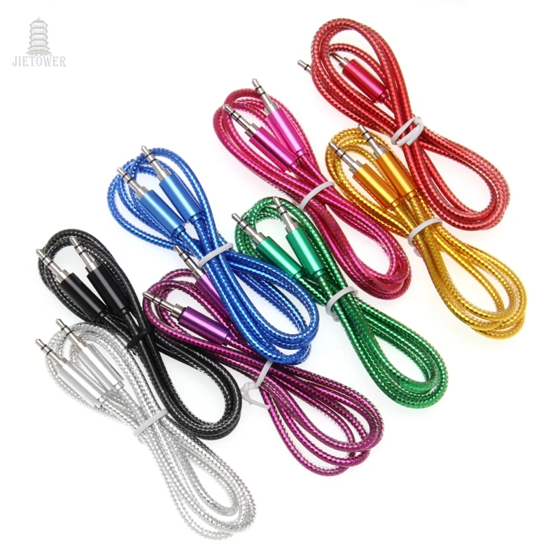 100pcs Factory Price New 3 5mm jack Bright blink Auxiliary Audio Cable Male To Male Aux Cables Good de audio Hd for headphone
