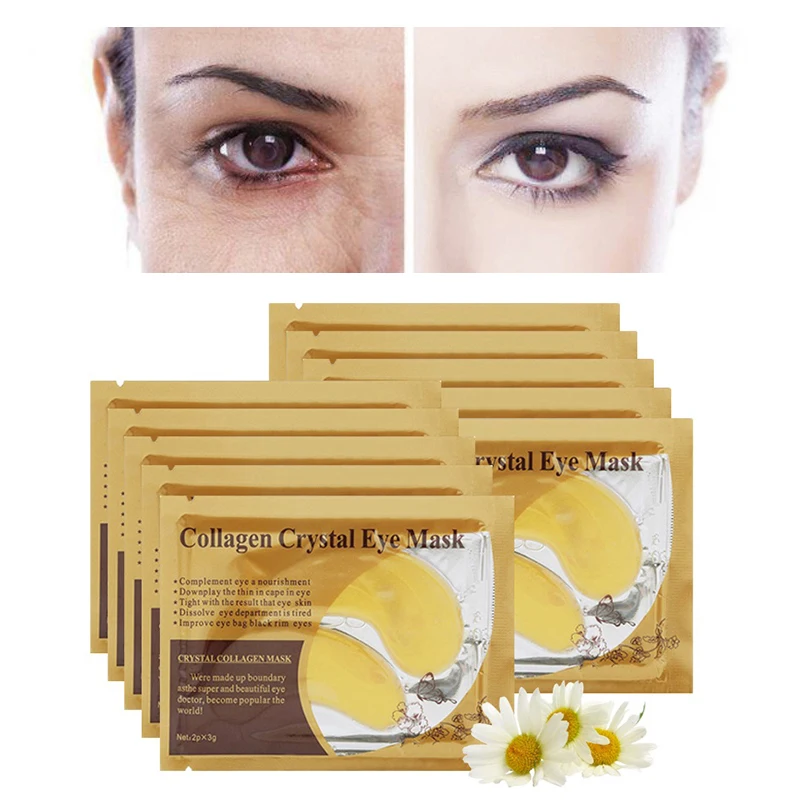 

EFERO 10pcs=5pair Crystal Collagen Eye Mask Eye Patches Gold Gel Eye Mask For Face Care Mask for the Eyes Dark Circles Remover