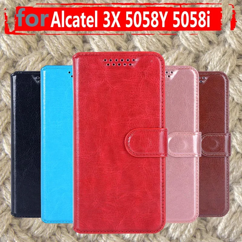 

Fashion Flip Leather Case For Alcatel 3X 5058Y 5058i flip Back case phone cover coque For Alcatel 3X 5058 5058I 5058Y