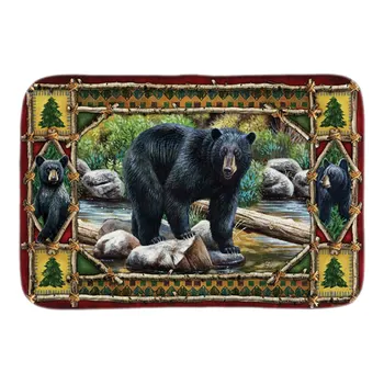 

River'S Edge Bear Door Mat Home Decor Indoor Outdoor Doormats Animals Pattern Soft Lighteness Short Plush Fabric Bathroom Mats