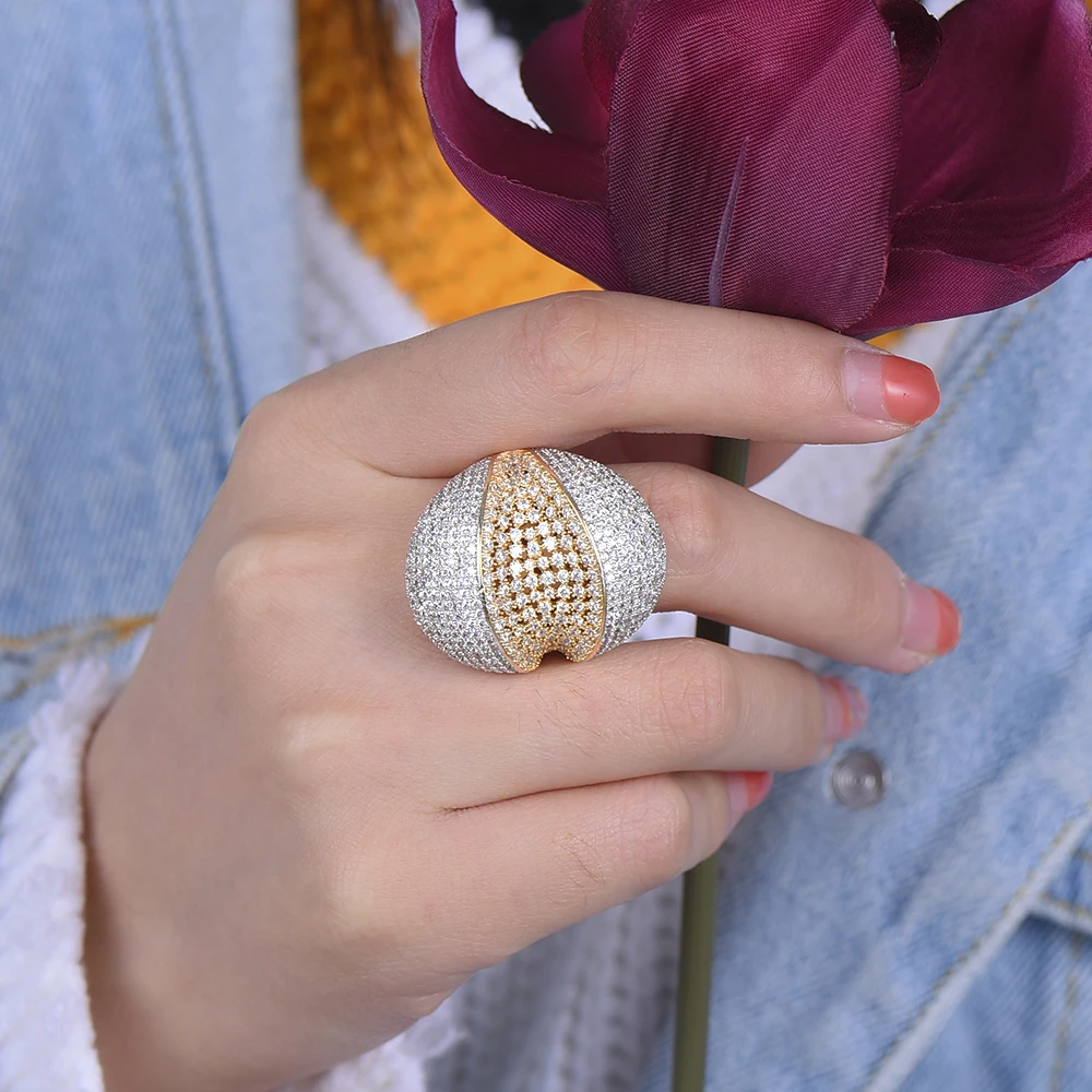 

Luxury Big Hollow Ring Jewelry Finger Rings For Women Engagement Ring Wedding acero inoxidable joyeria mujer
