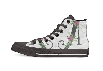 

Letter A with Floral Wreath Casual High Top Canvas shoes sneakers For Drop shipping