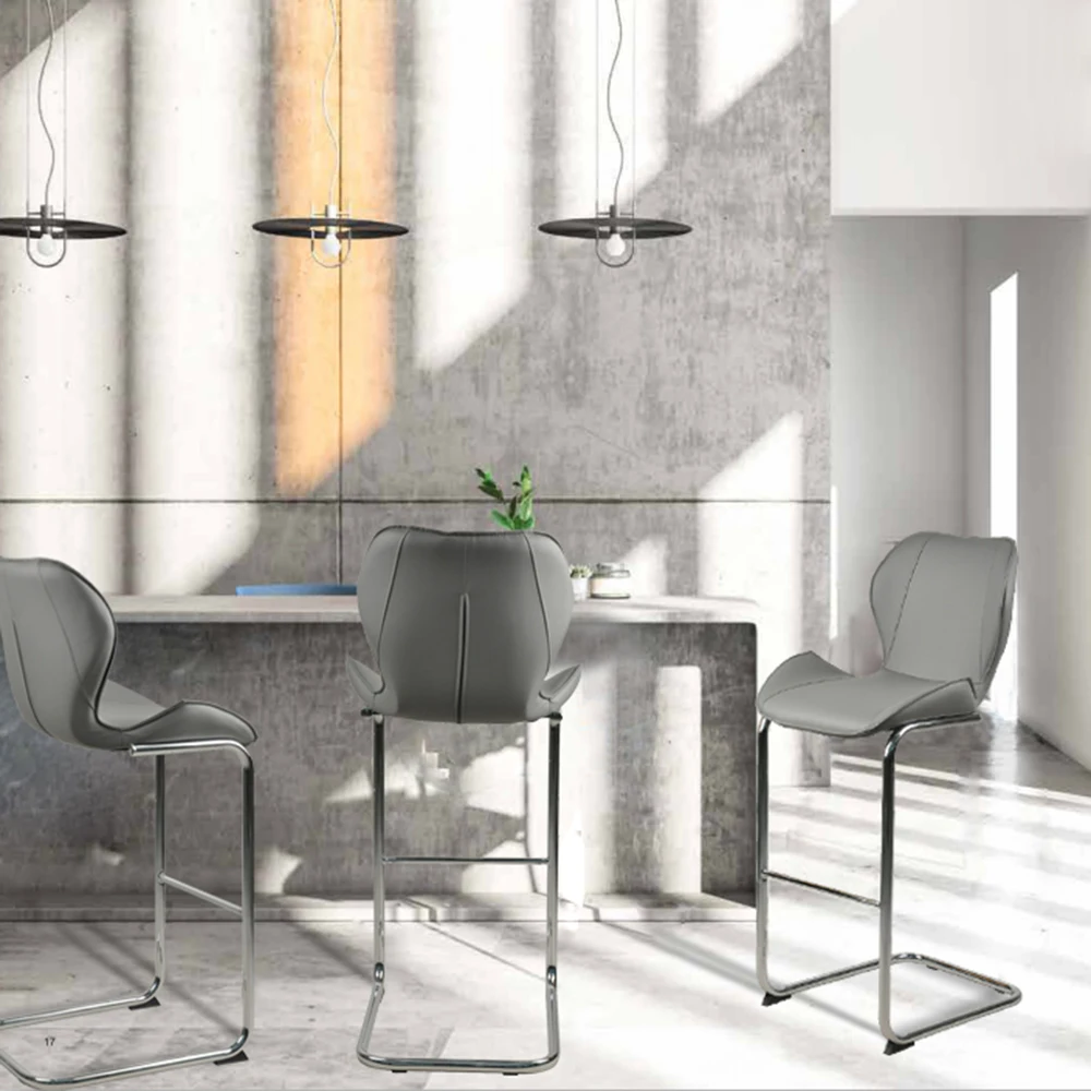 

4pcs Barstool With Metal Legs Curved Back Morden Stable And Durable Bar Chairs Suitable For Home Office Bar Club