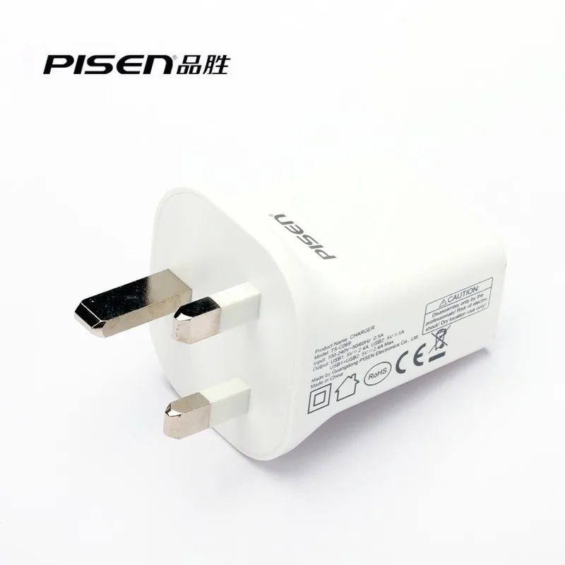 PISEN Dual USB Быстрое Зарядное Устройство Мощность 5 В 2.4A Путешествия Удобный ЕС подключите Белый Мини Телефон Сетевой Адаптер для iPhone 6 Samsung Tablet