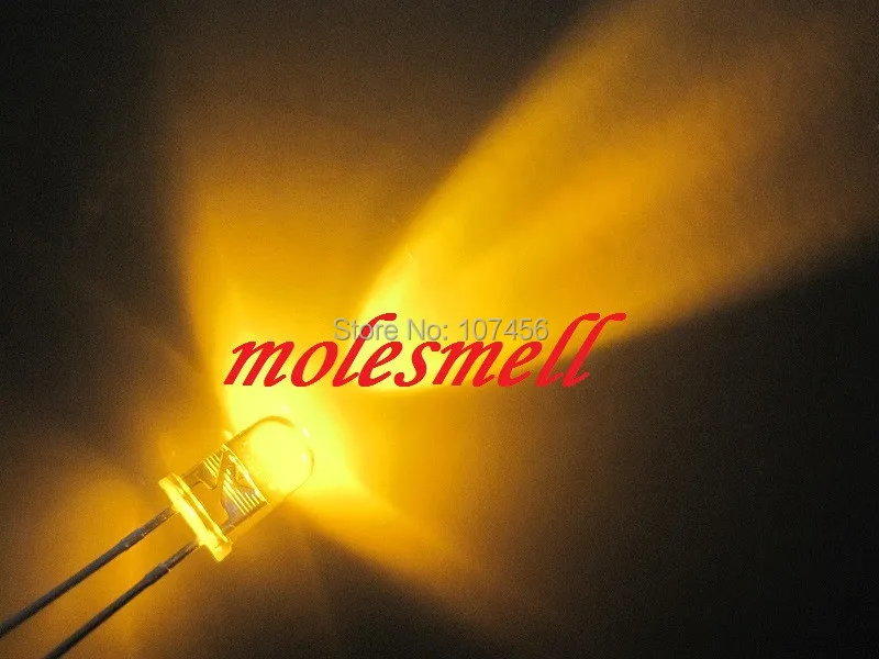 50x Ultra Bright 3V 5mm Round Water Clear LEDs Light Emitting Diode Yellow