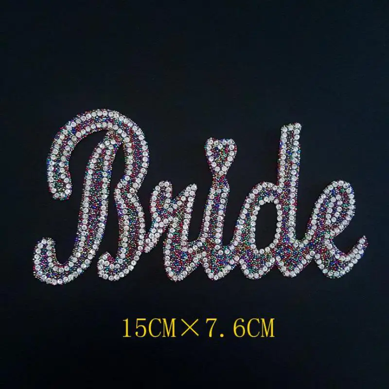 

10pcs Clothing Diy Hot Drilling Englishi Bride Letter Iron On Patches For Clothes Stickers Custom Dresses Garment Diy Accessory