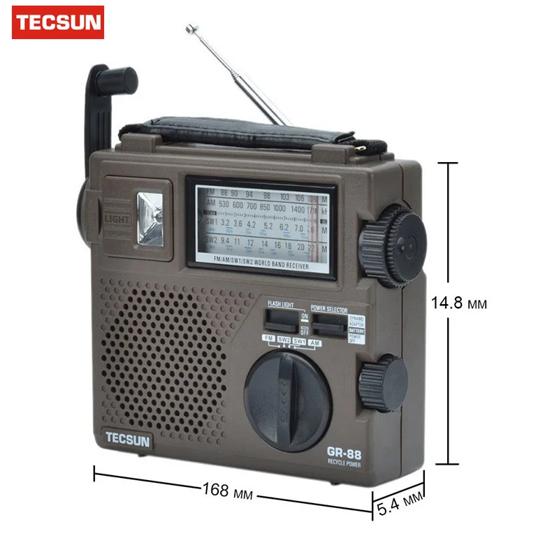 Оригинальный цифровой радиоприемник TECSUN GR 88 аварийное освещение радио динамо со