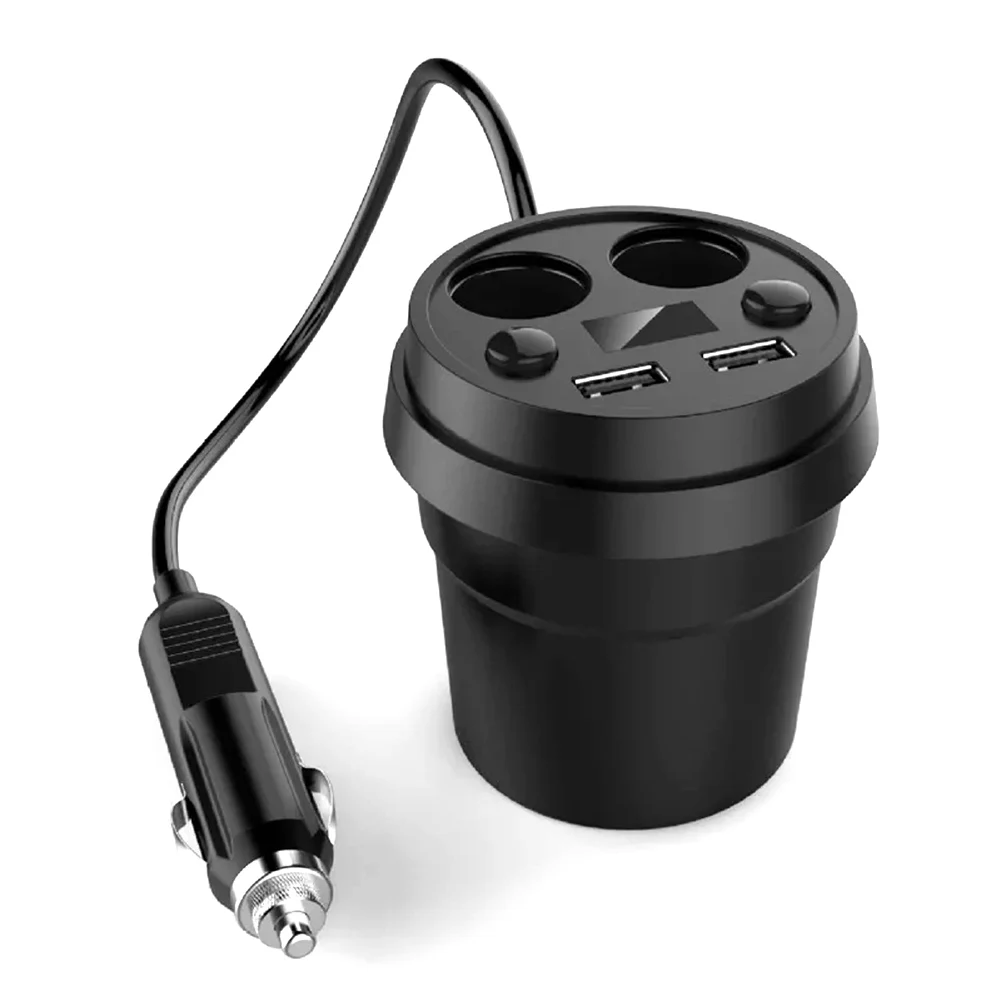 Двойной USB Батарея обнаружения чашки автомобильный телефон зарядное устройство прикуриватель адаптер питания зарядное устройство для мобильного телефона планшета - Тип штекера: Black