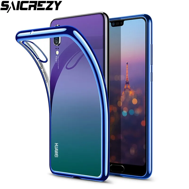 Роскошный Глянцевый позолоченный прозрачный чехол из ТПУ для Huawei P20 Lite P30 Pro