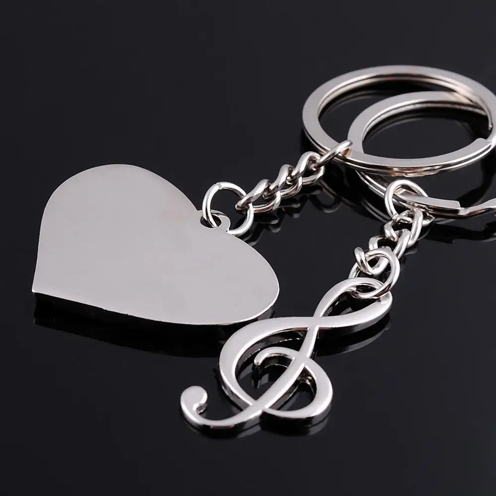 love heart music notes detachable couple keychain best key ring key