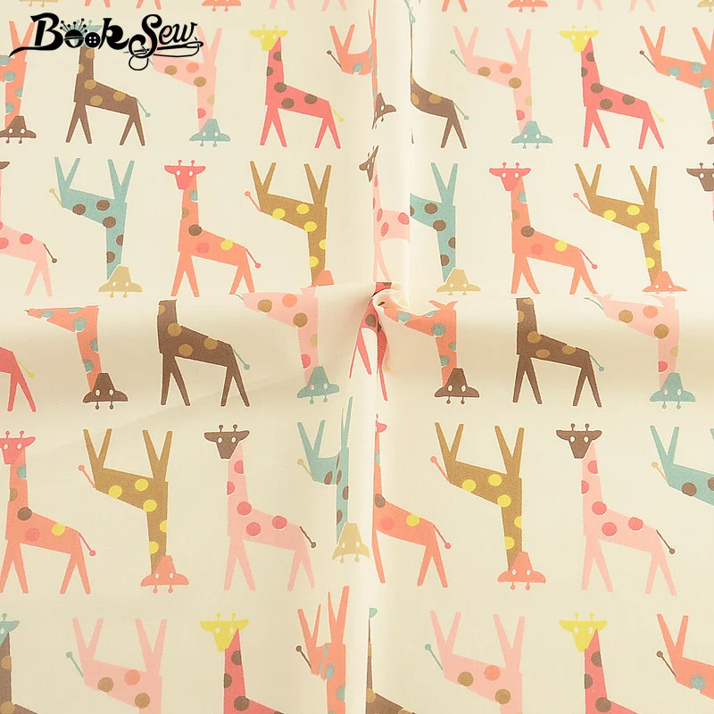 Книжная сшитая хлопковая ткань для кукол с принтом бежевого животного стоффен саржа Tissu тканевый материал Telas Por Metro лоскутное шитье
