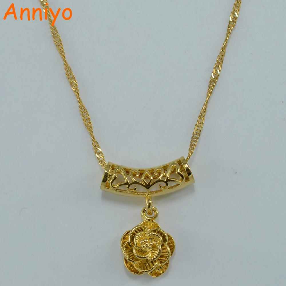 

Anniyo Flower Necklace Pendant for Women Gold Color Plant Necklaces Jewelry Holiday Gift for Mother,Girlfriend,Daughter #200009