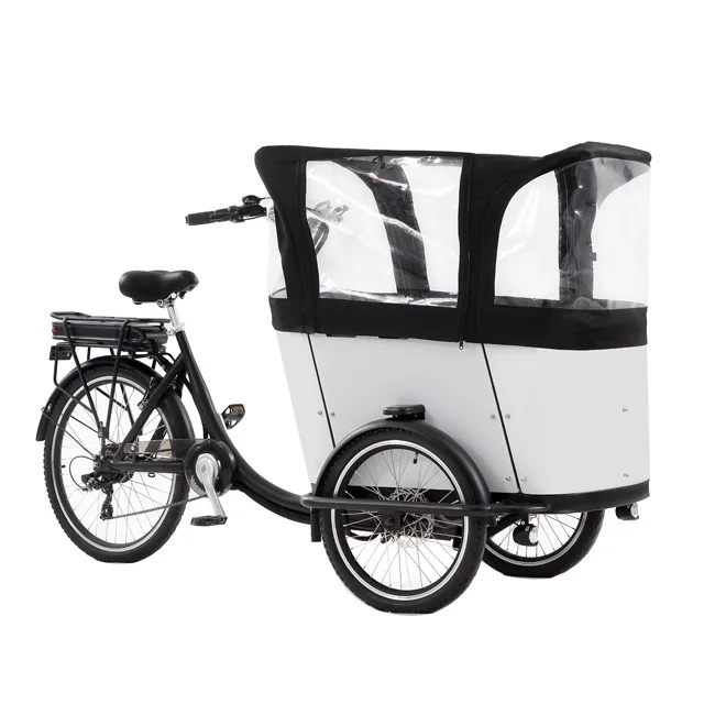 Европейские популярные bakfiets e грузовой велосипед электрический для детей с дождевиком(CNF по морю