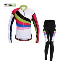 WOSAWE Женская весенне-осенняя велосипедная одежда с длинными рукавами, комплект из Джерси, одежда для горного велосипеда, костюм для велосипеда, 4D гелевая накладка, велосипедная одежда
