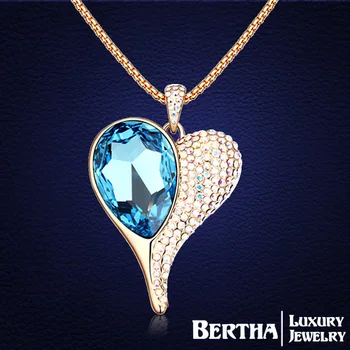 

Exquisite Love Heart Long Necklaces Pendants Sweater Chain Crystals from Swarovski Choker Jewelry Valentine Gift