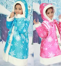 New Baby Girls Movie Warm Coats Winter Long Sleeve Hooded jacket Anna Elsa Children Cotton-Padded Clothes Snowflake Kids Outwear