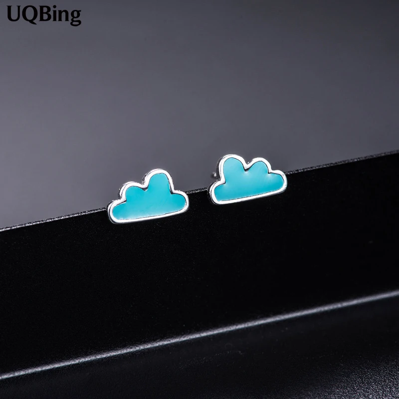 Высокое качество 925 пробы серебро Lucite Голубое облако серьги гвоздики ювелирные изделия Pendientes Brincos