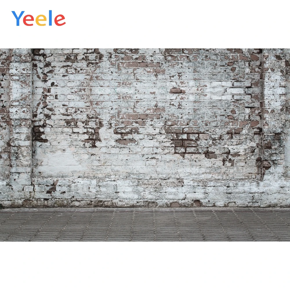 

Yeele Wallpaper White ash Brick Wall Grunge Floor Photography Backdrops Personalized Photographic Backgrounds For Photo Studio