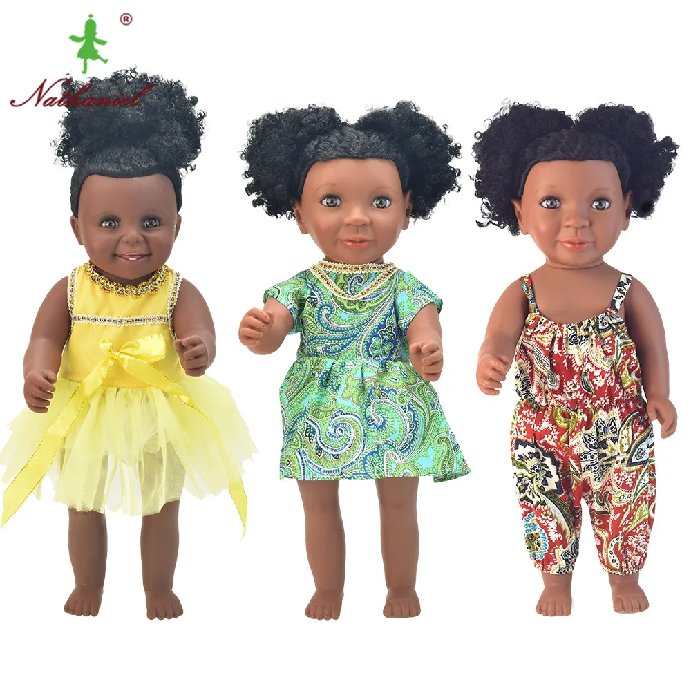 

afro hair ! 17inchbaby toys doll reborn boneca Rapunzel silicone vinyl girls gifts children Christmas reborn dolls babies
