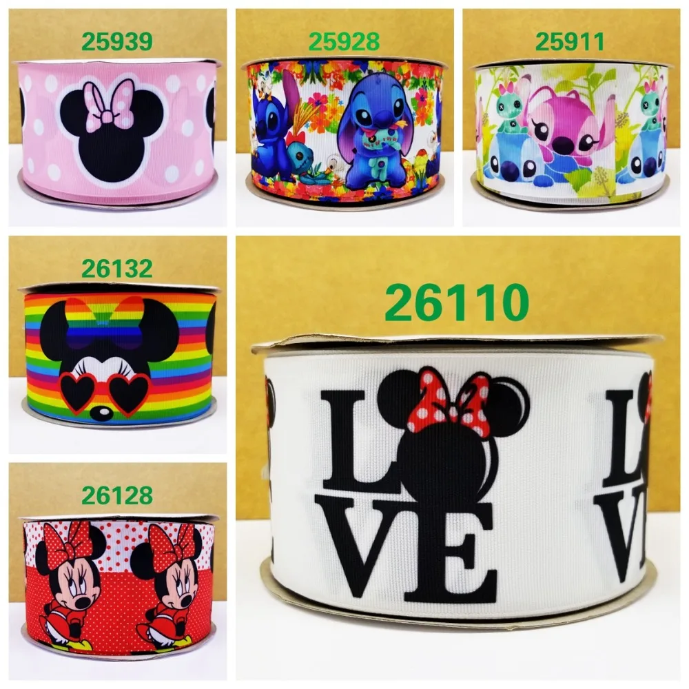 

Free shipping 50 yard cartoon printed grosgrain ribbon 26110