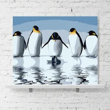Простой Современный Морской Мир Пингвин коридор крыльцо декоративная живопись маленький пингвин Настенная Роспись «сделай сам» живопись цифровой художественной живописи
