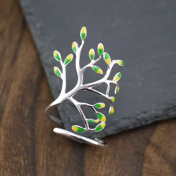 

Wholesale 925 Sterling Silver Tree Of Life Leaves Branch Adjustable Wrap Ring Size 5~10 A3295