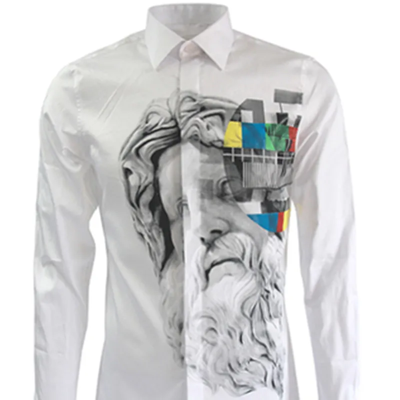 

Autumn and Winter Statue Print Long-sleeve Shirt Slim Male Men\x27s T\x2dshirt Men\x27s Shirt Camisas Masculina Men Clothes 2018